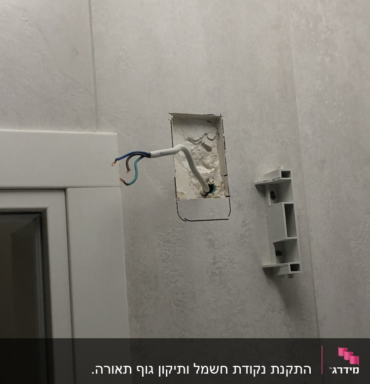 חוטי חשמל חשופים יוצאים מקיר